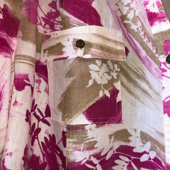 Print Long Sleeve Linen Shirt - Picture 6 of 9